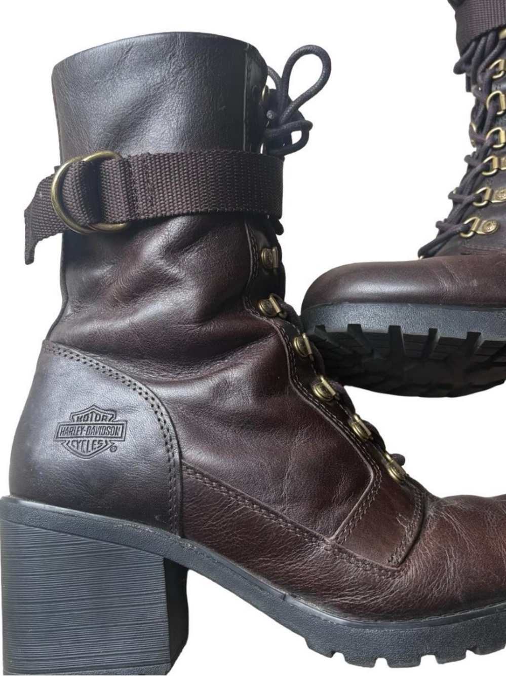 Harley Davidson Marinda Brown Leather Moto Biker Boots Women’s 7.5